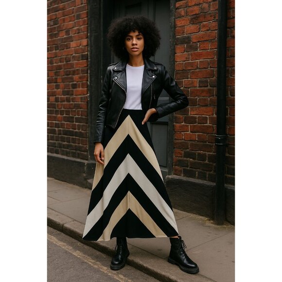 Daytrip Chevron Colorblock Boho Chic Summer Festival Maxi‎ Skirt – Size M - Picture 2 of 7